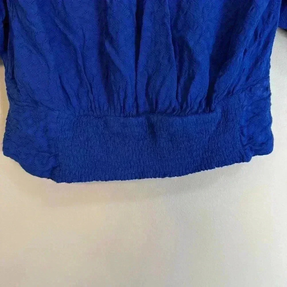 Blue Quilted Crop Top - Maeve by Anthropologie - Size 10 - Picture 8 of 11
